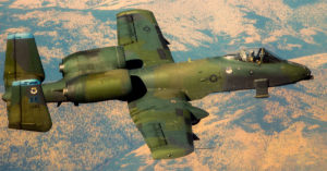 An A-10 Thunderbolt II prepares to fire Mark 82 bombs