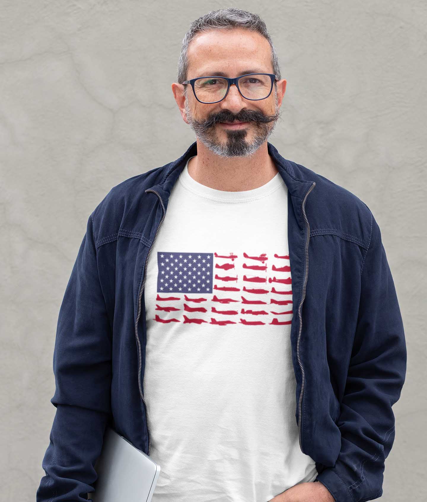 american flag aircraft t shirt